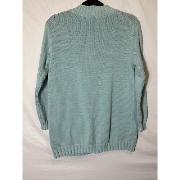 Coldwater Creek Vintage Women's 100% Cotton Seafoam Green Sweater Pocket Size S - Picture 3 of 3